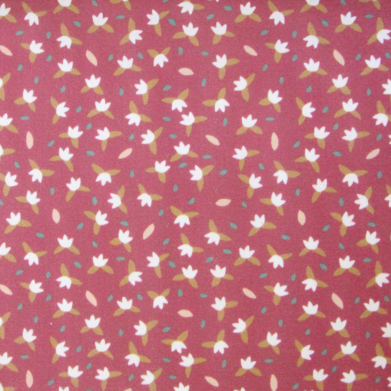 Gots Printed Cotton ZIF Raspberry / Mustard